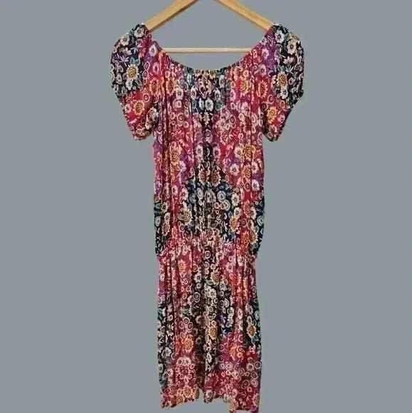 NWT Nanette Lepore Desert Diamond Off-the-Shoulder Cover Up Dress, Size Medium - Picture 3 of 5